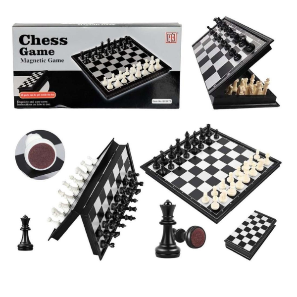 Magnetic Educational Toys Travel Chess Set with Folding Board – Indoor & Outdoor Game for Kids & Adults